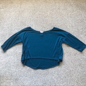 Teal Cropped High Low 3/4 Length Top Small
